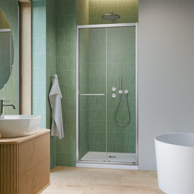 Radaway Alienta DWB bi-fold shower door in chrome, fitted in a recess