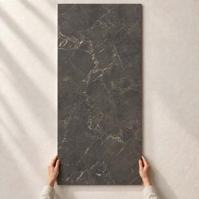 Eloria Anthracite Structure Matt 120x60cm – full tile held in hands – product render