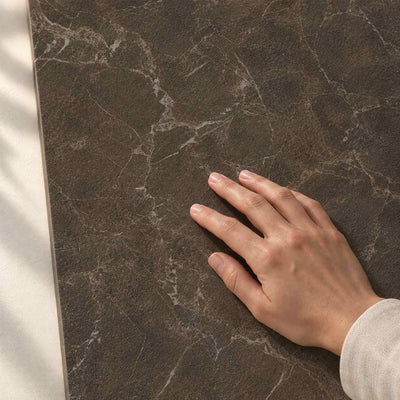 Eloria Brown Structure Matt 120x60cm – hand touching matt tile surface – product render