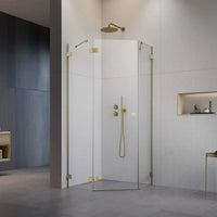 Essenza Pro Brushed Gold PTJ Pentagon Shower Enclosure