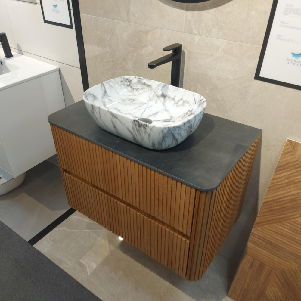 Ex Display Rita Washbasin, Black & White Imitation Stone