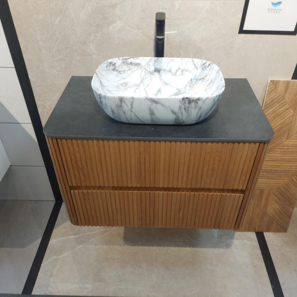 Ex Display Rita Washbasin, Black & White Imitation Stone