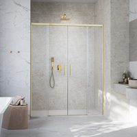 Radaway Idea DWD Swing Shower Door – Brushed Gold, 6mm Glass - 1400mm - Radaway