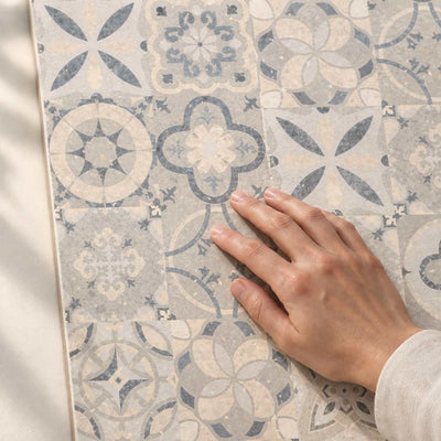 Freedom Decor Ceramic Tile 25x75cm – surface detail with hand – product render