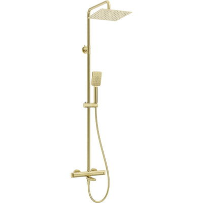 Shower column with bathtub mixer thermostatic — Brushed Gold