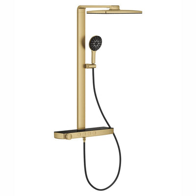 GROHE Rainshower Aqua Pure square head shower system in brushed gold