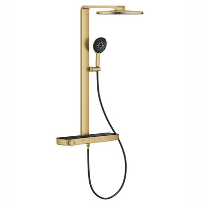 GROHE Rainshower Aqua Pure round head shower system in brushed gold