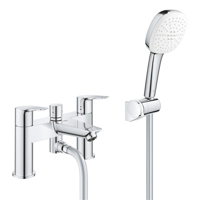 GROHE BauEdge Bath Shower Mixer with Tempesta Cube 110 Shower Set - Chrome