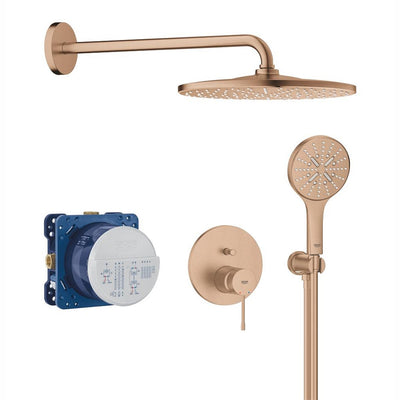 GROHE Essence concealed shower system with Rainshower Mono 310 in brushed bronze