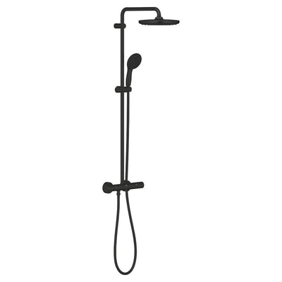 GROHE Tempesta Cosmopolitan System 250 Round Thermostatic Shower System - Matt Black