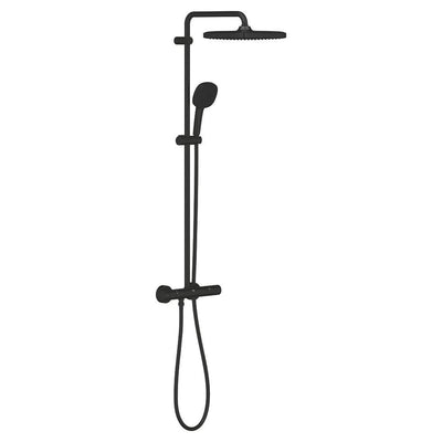 GROHE Tempesta Cosmopolitan System 250 Square Thermostatic Shower System - Matt Black