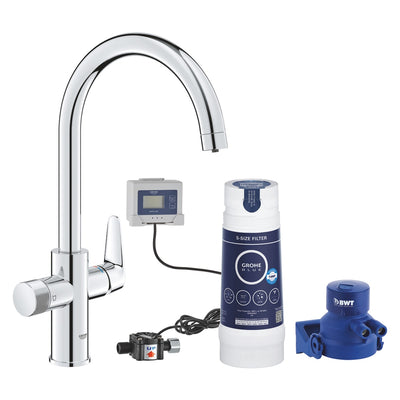 GROHE BauCurve Filter Tap Starter Kit with S-Size 600 L Filter - Chrome