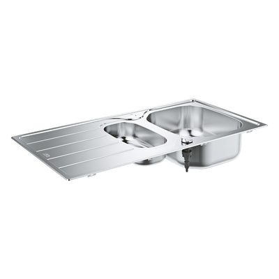 GROHE K200 Stainless Steel 1.5 Bowl Sink with Drainer - Stainless Steel