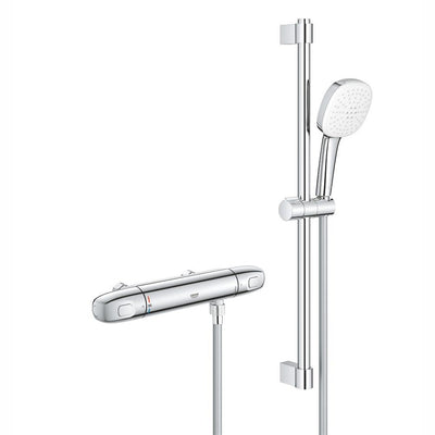 GROHE Grohtherm 1000 thermostatic shower mixer with 600mm rail and hand shower, chrome