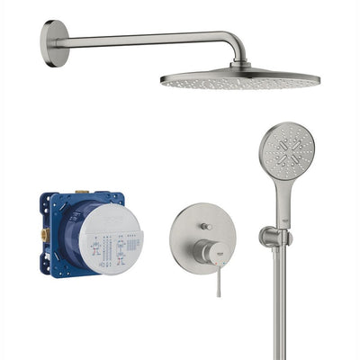 GROHE Essence concealed shower system with Rainshower Mono 310 in SuperSteel