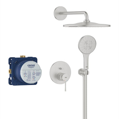 GROHE Essence concealed shower system, trim and controls detail