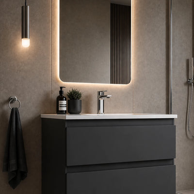 Incline Ash vanity unit in bathroom