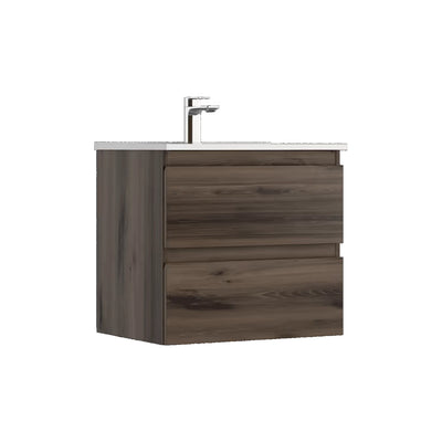 Incline Walnut wall hung vanity unit and basin 600mm