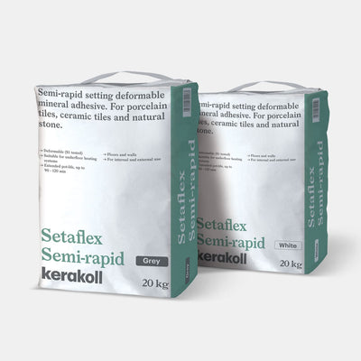 Kerakoll Setaflex Semi-Rapid Flexible Tile Adhesive 20kg - Grey and White bags