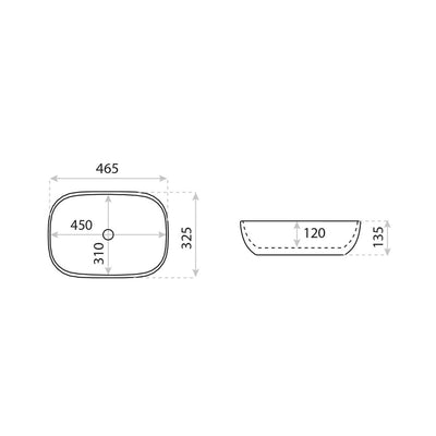Elpis 465 x 325 x 135 mm technical drawing