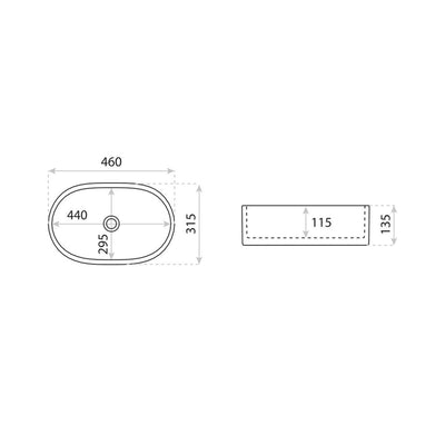 Koke 460 x 315 x 135 mm technical drawing