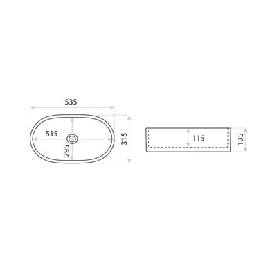 Koke Grande 535 x 315 x 135 mm technical drawing