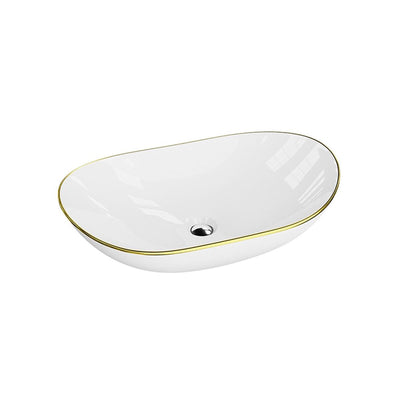 Nike Gold Line white gloss countertop basin with gold rim
