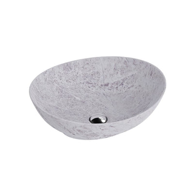 Teja oval ceramic basin in light grey stone effect