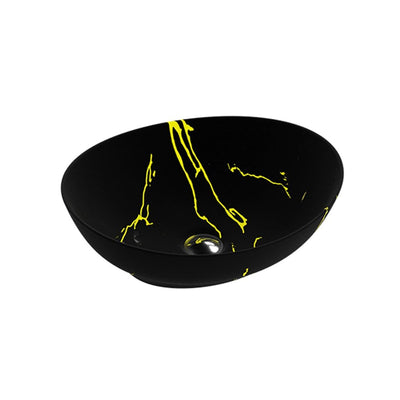 Zefir countertop basin in gloss black with gold veining