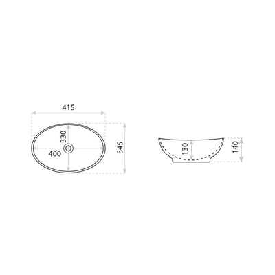 Zefir 415 x 345 x 140 mm technical drawing