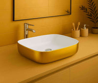 Galera Gold/White Countertop Washbasin - Bathroom Store Ireland