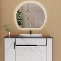 Olive Semi-Circle LED Touch Bathroom Mirror with Demister