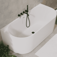 Fluted Bathtub – White, Modern Oval, Back to Wall - 170x78mm - Bathroom Store Ireland