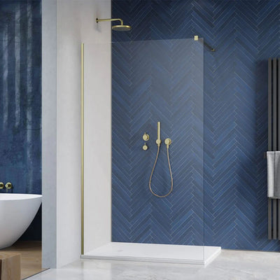 Modo New II 8mm SL Walk-In Wetroom Screen - Brushed Gold Profile