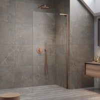 Modo SL Brushed Copper Wetroom Screen in Bathroom
