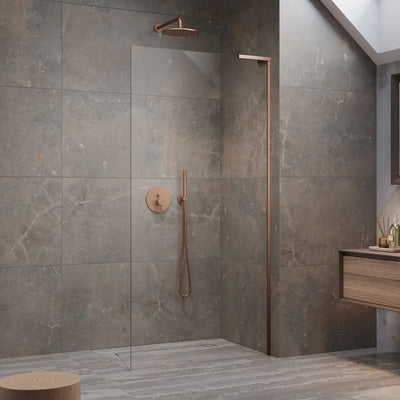 Modo SL Brushed Copper Wetroom Screen in Bathroom