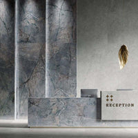 Monet Blue Gres Polished Glazed Porcelain Tiles in Office