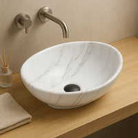Moonstone Carrara Countertop Basin - Marble Effect - Glacier Ceramic