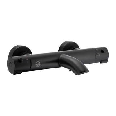 KFA Moza wall-mounted thermostatic bath mixer in matt black