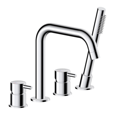 KFA Moza 4-hole deck-mounted bath mixer with hand shower in chrome