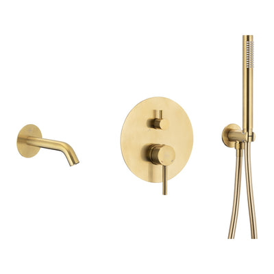 Moza Concealed Bath Set with 3-Function Mixer — Brushed Gold