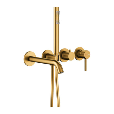 Moza Concealed Bath Set with 3-Hole 2-Function Mixer — Brushed Gold