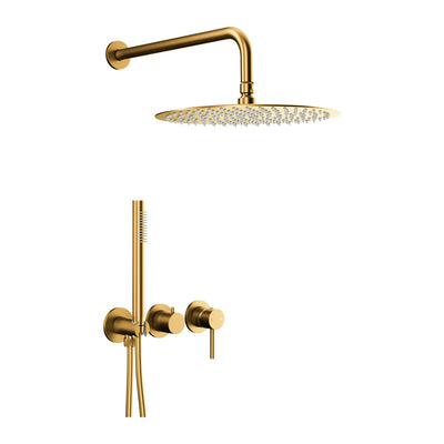 Moza Concealed Shower Set with 3-Hole 2-Function Mixer — Brushed Gold
