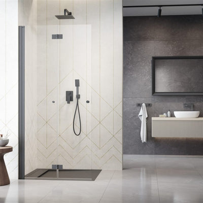 Radaway Nes Walk-In Shower Enclosure KDD B - 6mm Safety Glass, 8 Finishes — Brushed Gunmetal / 800mm / Left