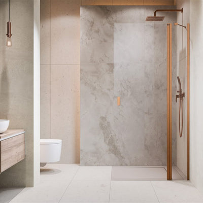 Radaway Nes Walk-In KDD II Shower Panel - 6mm Safety Glass, 8 Finishes — Brushed Copper / Left / 800mm
