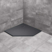 Kyntos PT Pentagon Textured Slate Shower Tray - cement 900x900 - Radaway