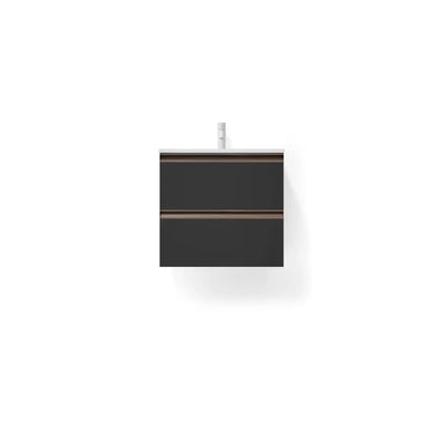 Phoenix Pro Black wall hung vanity unit and basin 600mm