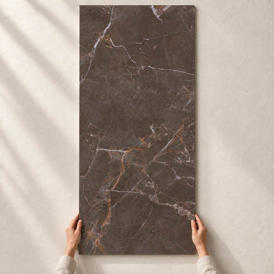 Proud Champagne Naturale Structure Matt 120x60cm – full tile held in hands – product render