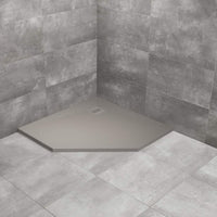 Kyntos PT Pentagon Textured Slate Shower Tray - cement 800x800 - Radaway