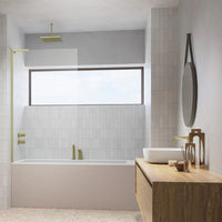 Radaway Brushed Gold 8mm Modo PNJ II Bath Screen in Bathroom